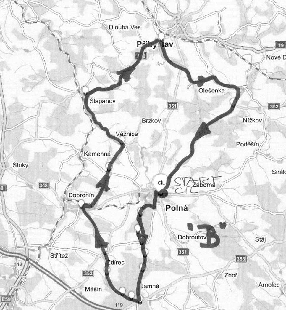 Jednotlivé trasy jsou rozděleny dle náročnosti, od nejlehčí po nejnáročnější. Trasa A 30 km s okruhem ve směru: Polná Věžnice Dolní Jablonná Přibyslav Šachotín - Šlapanov Kamenná Nové Dvory Polná.