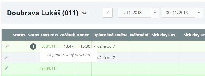 Délka období Pro změnu délky období docházky klikněte na název právě aktuální délky období a změňte podle potřeby, jak se má docházka zobrazovat. Na výběr je ze čtyř možností: 1. Měsíc 2. Týden 3.