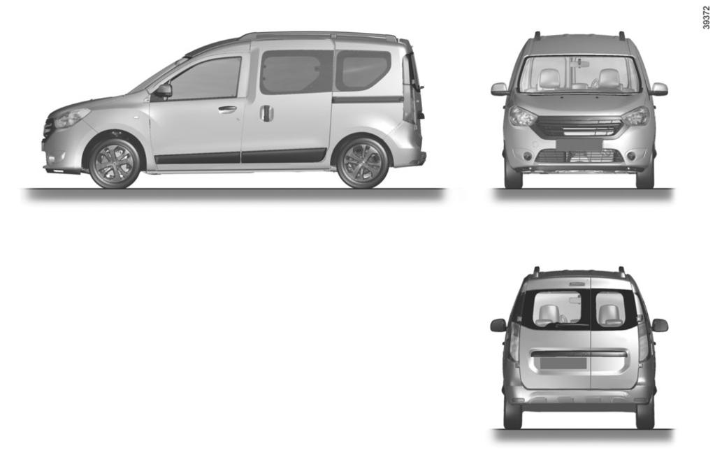 ROZMĚRY (v metrech) (2/2) Verze kombi 0,822 0,935 (1) 2,810 0,731 0,745 (1) 1,490 2,004 4,363 4,390 (1) 1,814 (2)