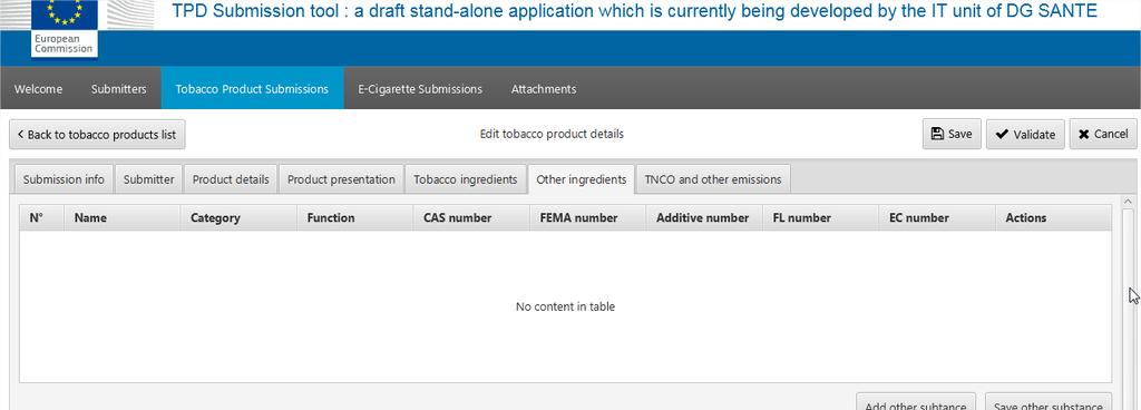 Tobacco other ingredients