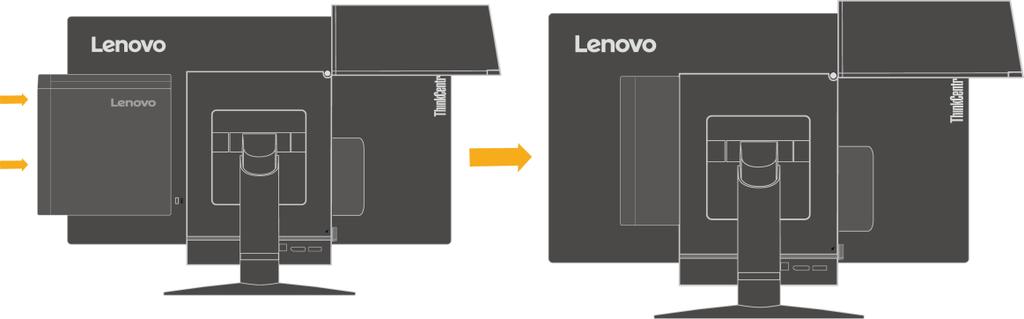 2. Zorientujte přístroj Tiny tak, aby logo Lenovo