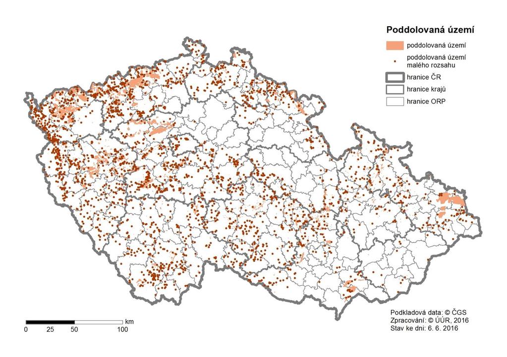 Poddolované území Přehled území se zjištěným poddolováním vede Česká geologická služba, která pravidelně vydává Mapy poddolovaných území.