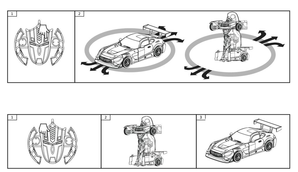 Když se robot nepohybuje, zmáčkněte tlačítko RESET a z robota se stane opět auto, za doprovodu hudby. Netahejte násilím části, která transformují auto na robota (nebo opačně).