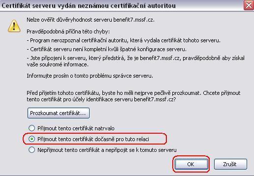 ~ 11 ~ Firefox Po zadání internetové adresy se zobrazí následující okno.