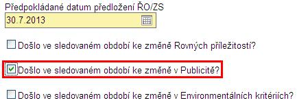 ~ 178 ~ 10.4. Publicita Příjemci se zobrazí seznam všech vybraných a přiřazených položek týkající se publicity, které uvedl v projektové žádosti, resp.