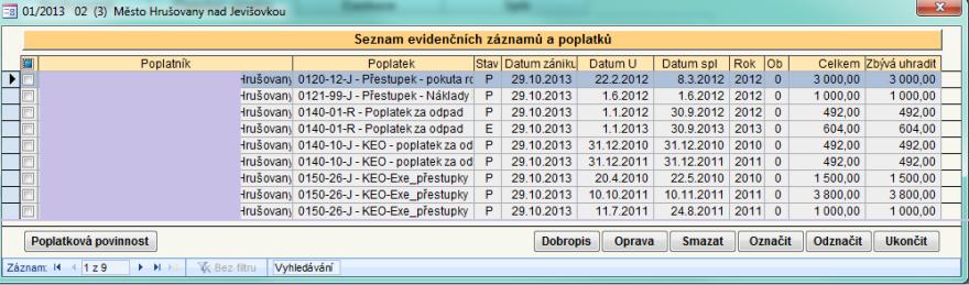 Poplatky 71 Pokud chcete operaci přerušit, stiskněte Storno.