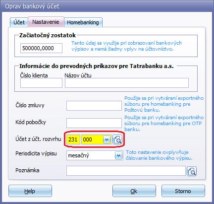 6. Pri účtovaní výpisu z úveru musíte mať založ ený BU ako úverový cez menu Číselník Bankové účty.