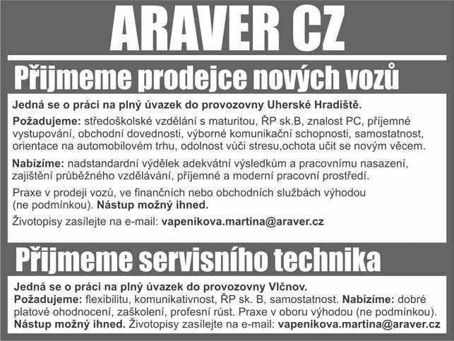 6 PERSONÁLNÍ INZERCE Pondělí 3. října 2016 AKTUÁLNÍ NABÍDKA PRÁCE PRACOVNÍ PŘÍLEŽITOSTI Příijmu muže na HPP pro úklid v Uh. Brodě. Tel.