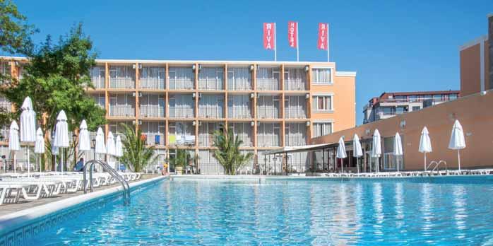 Blízko pláže Pro rodiny s dětmi Zábava na dosah Oblíbené Riva Hotel All inclusive BULHARSKO SLUNEČNÉ POBŘEŽÍ Komplex Riva (původně Balkán) je jeden z prvních hotelů na