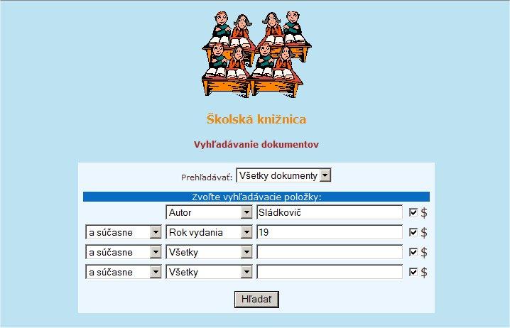 Na podrobnejšie rešeršovanie slúži plnotextové vyhľadávanie, kde je možné nastaviť viacej vyhľadávacích kritérií, napr. autora obmedziť na rok vydania.