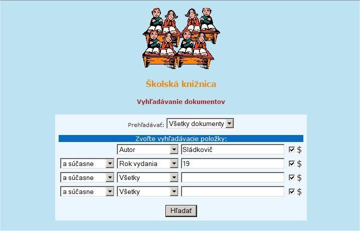 Na podrobnejšie rešeršovanie slúži plnotextové vyhľadávanie, kde je možné nastaviť viacej vyhľadávacích kritérií, napr. autora obmedziť na rok vydania.