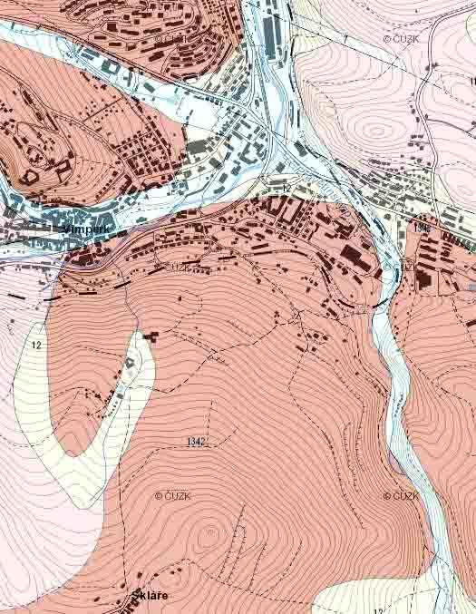 Přehledná geologická mapa 1 : 15 000 Příloha 2 6 1342 1186 12 6 12 1342 6 1186 12 Vysvětlivky: kvartér 6 nivní sediment 12 písčito-hlinitý až