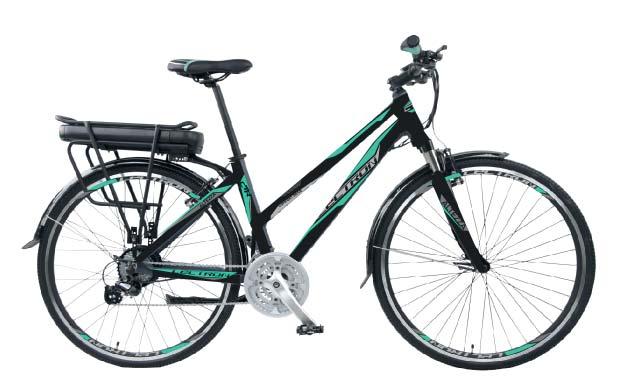 ALTEZZA Trekkingové elektrokolo 28 s baterií na nosiči. Altezza tyrkys Altezza violet 8FUN 250 W / max.
