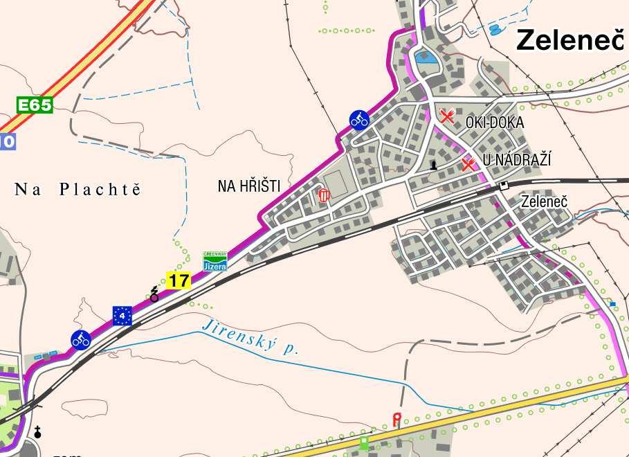 EV4 / 19 / Greenway Jizera: stezka směr Zeleneč CYKLOBOUSMĚRKY