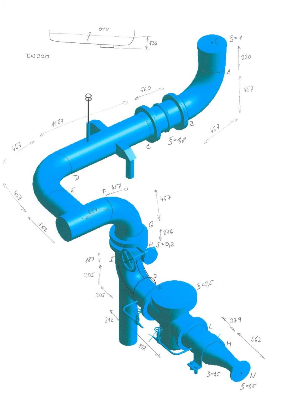 Obr. 39: Skica sání PČ Hydrostatický tlak byl počítán ze známého vzorce: p H = ρ g h Hustota i gravitační zrychlení jsou uvažovány konstantní.