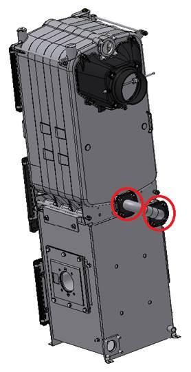 4.5 Postup montáže Obr. č. 10 Připojovací rozměry kotle 4.5.1 Instalace kotlového tělesa s podstavcem Pozor! Před instalací kotle zkontrolujte dotažení spojů viz obr. č. 14. Obr. č. 11 Obr. č. 12!