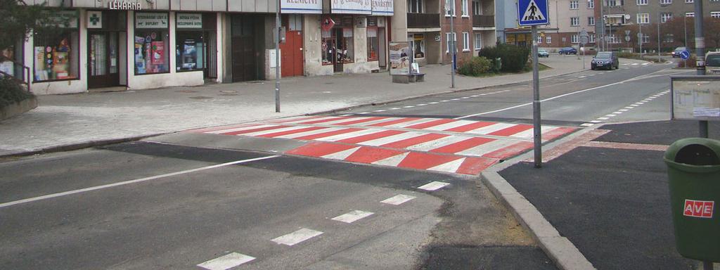 Cílem prací bylo vybudování zvýšeného a osvětleného přechodu pro chodce u zálabské lékárny a tím i zvýšení bezpečnosti pro chodce a cyklisty.