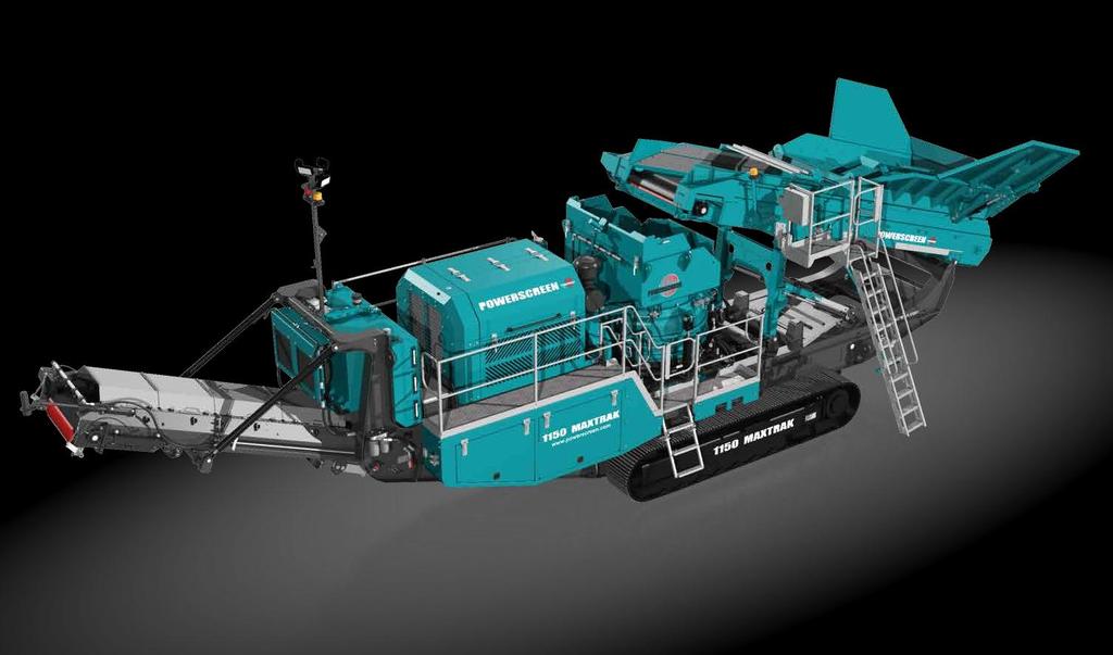 CONE 16 17 1150 MAXTRAK Vysoce výkonný Powerscreen 1150 Maxtrak je kuželový drtič střední velikosti, který je navržený pro přímé plnění materiálu bez nutnosti předtřídění.