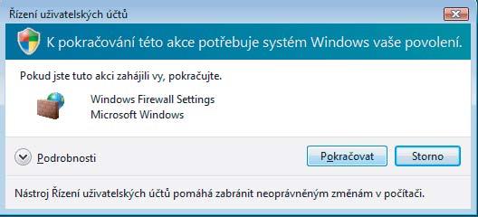 2. krok Instalace ovladačů a programů Windows Nastavení brány firewall Pro uživatele operačního systému Windows Vista : Windows Sít' Nastavení brány firewall na vašem počítači mohou bránit v