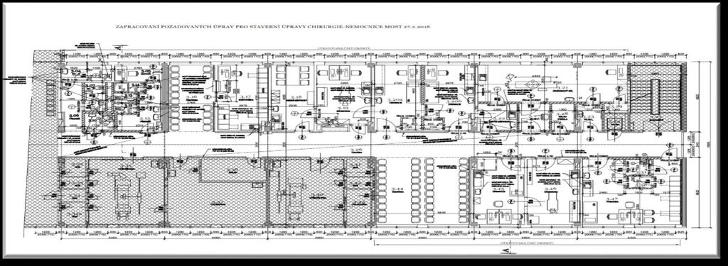 Rekonstrukce chirurgických ambulancí v budově A Předmětem jsou úpravy části 3. NP pavilonu A v Krajské zdravotní, a. s. Nemocnici Most, o. z. Oddělení chirurgie.