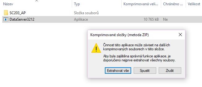 Kliknutím na Slimcontrol203 se dekomprimuje a spustí aktualizační program. Clicking on Slimcontrol203 will decompress and run the update program.