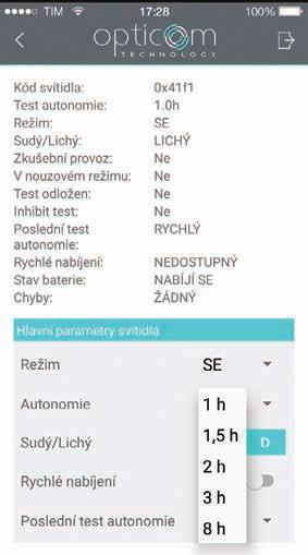 případ výpadku. Pro všechna nouzová svítidla Opticom lze zvolit pět typů: 1 h 1,5 h 2 h 3 h 8 h.