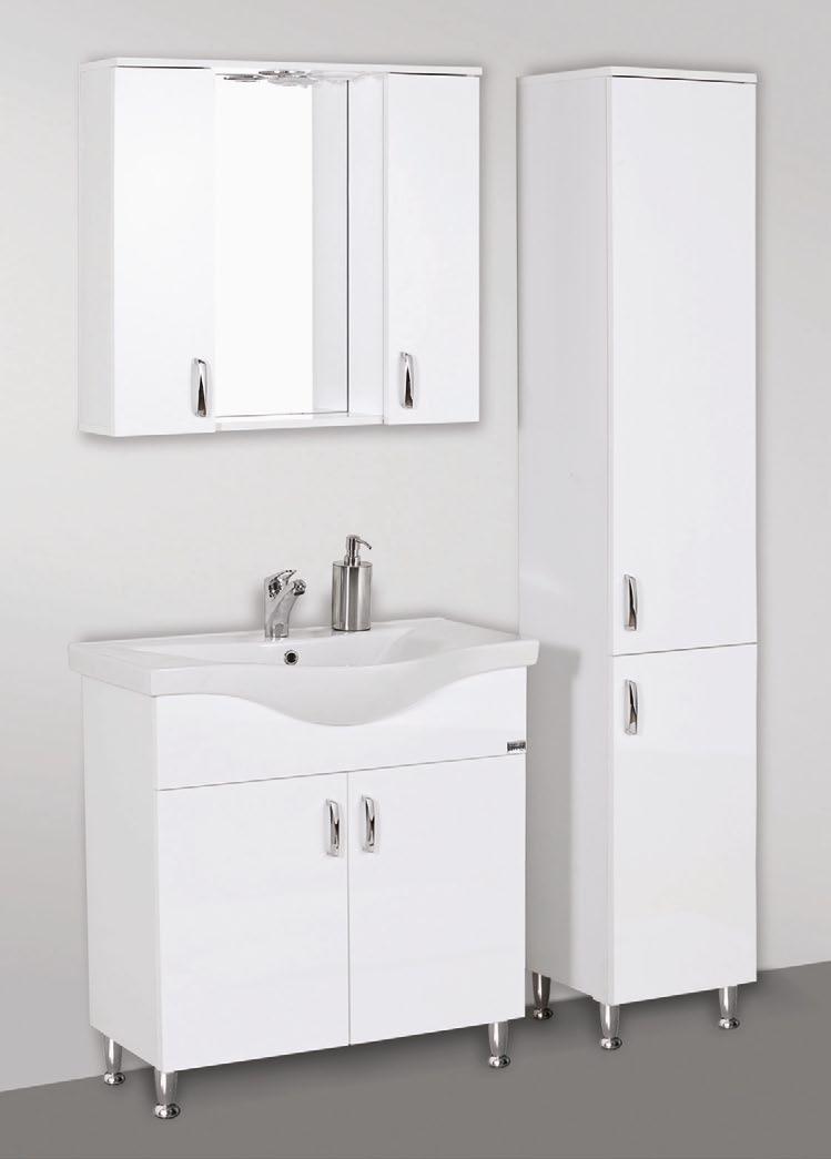 VALS BASIC VALS detail yjímatelnéo koe na prádlo umyadloá skříňka VL55 M1F1, zrcadloá skříňka 26/P M1F1, ysoká skříňka VL16/P M1F1 korpus LTD bílá M1, čelní ploca bíla lesk určení praá /P nebo