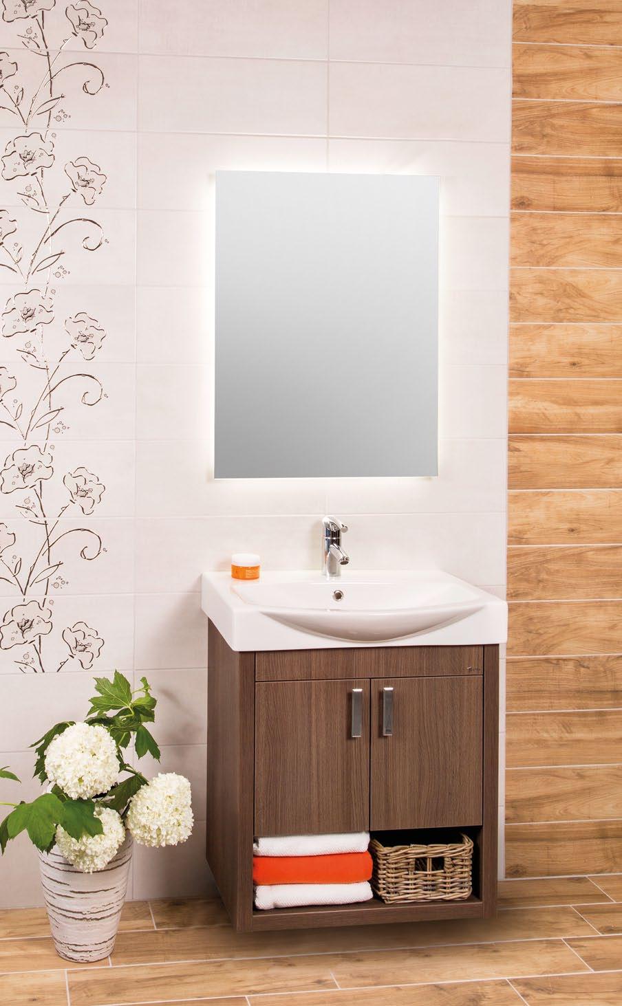 TOPAZ EXCLUSIVE TOPAZ umyadloá skříňka TO65D, zrcadlo s LED osětlením AURA/8060 umyadloá skříňka TO85D,