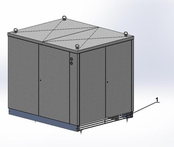 Ventilator 3D45 3D100: štitnik protiv buke: 1) zaštitna letva
