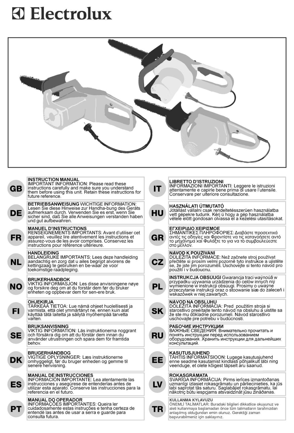 Electrolux Outdoor Products Via Como 72 23868 Valmadrera (Lecco) ITALIA Phone + 39 0341 203111 - Fax +39 0341 581671 www.electrolux.