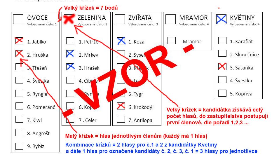 KOMUNÁLNÍ VOLBY Malé křížky Volič má tři možnosti, jak volit. Tou první možností je dávat pouze tzv. malé křížky a volit jen jednotlivé kandidáty.