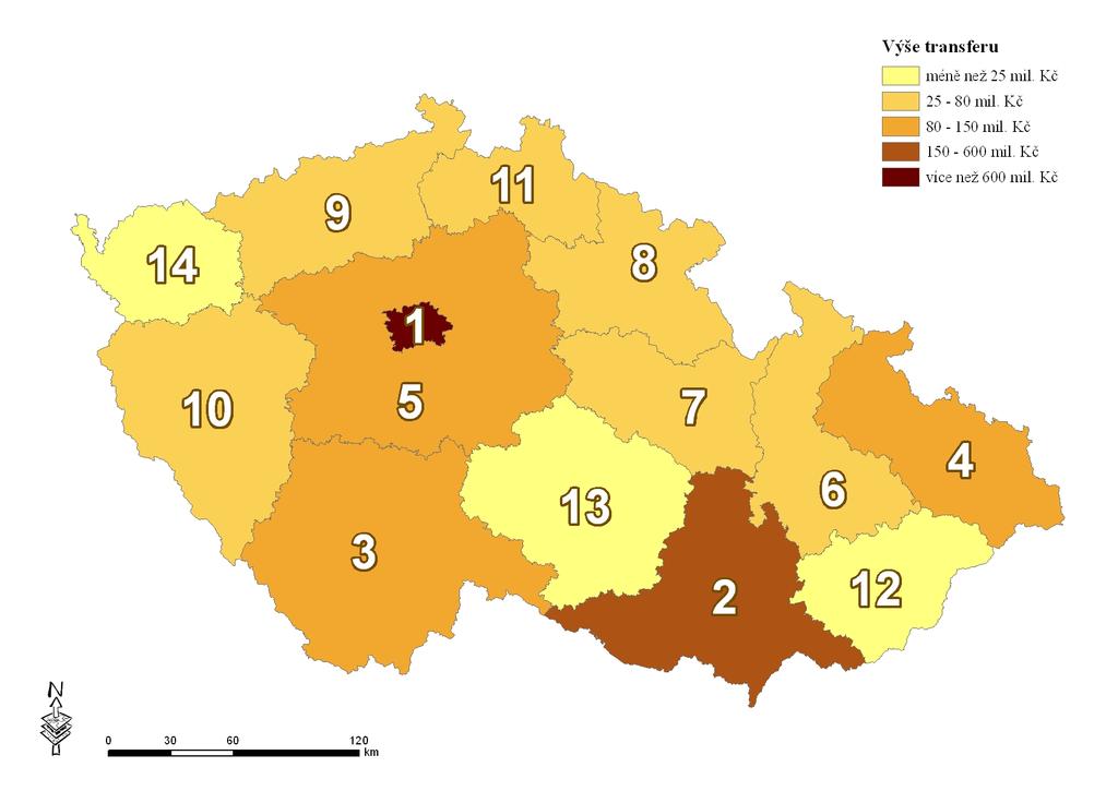 Průběžný monitoring 2011 Příloha č. 4 - Transféry ze SR ČR dle krajů ČR v mil.