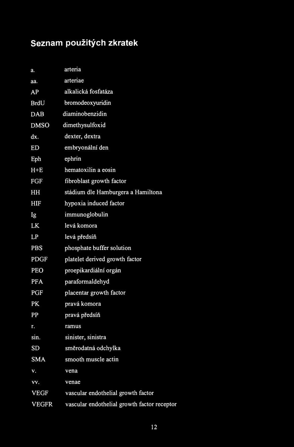 Seznam použitých zkratek a. arteria aa. arteriae AP alkalická fosfatáza BrdU bromodeoxyuridin DAB diaminobenzidin DMSO dimethysulfoxid dx.