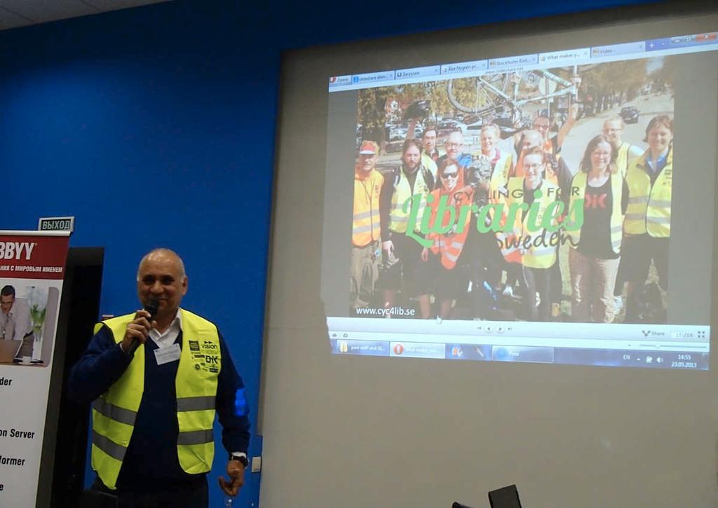 Duchovní otec projektu Cycling for Libraries Alireza Asfari [36] Hlavním cílem projektu je zviditelnit knihovnictví a knihovny obecně, vybojovat publicitu pro málo známé a místními autoritami často