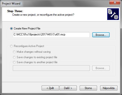 Oživení IDE MPLAB založení projektu