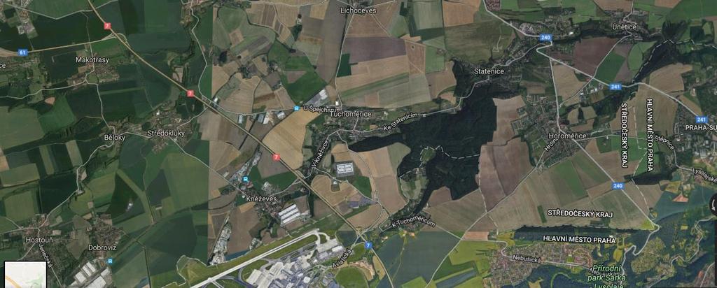 Slaný Tuchoměřice Praha Obr. 2 : Širší dopravní vztahy obce Tuchoměřice 3 Obec se nachází v blízkosti trasy dálnice D7 (Praha Chomutov) a pražského letiště.