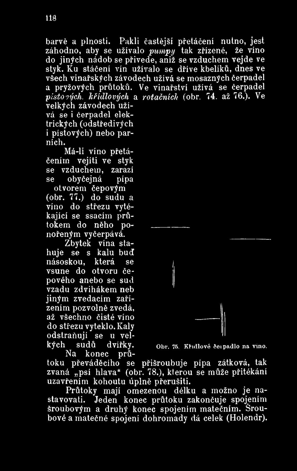 Ve vinařství užívá se čerpadel pístových, křídlových a rotačních (obr. 74. až 76.).