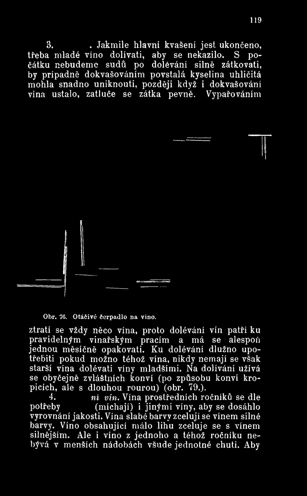 Ku dolévání dlužno upotřebiti pokud možno téhož vína, nikdy nemají se však starší vína dolévati víny mladšími.