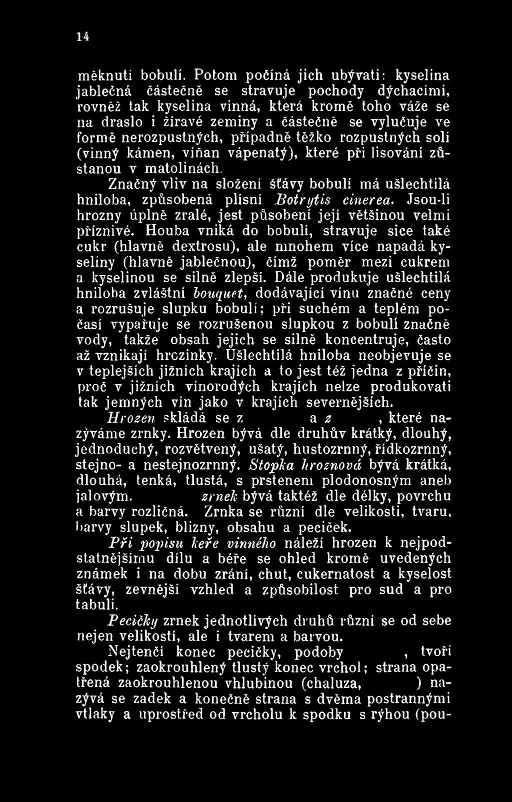 Houba vniká do bobulí, stravuje sice také cukr (hlavně dextrosu), ale mnohem více napadá kyseliny (hlavně jablečnou), čímž poměr mezi cukrem a kyselinou se silně zlepší.