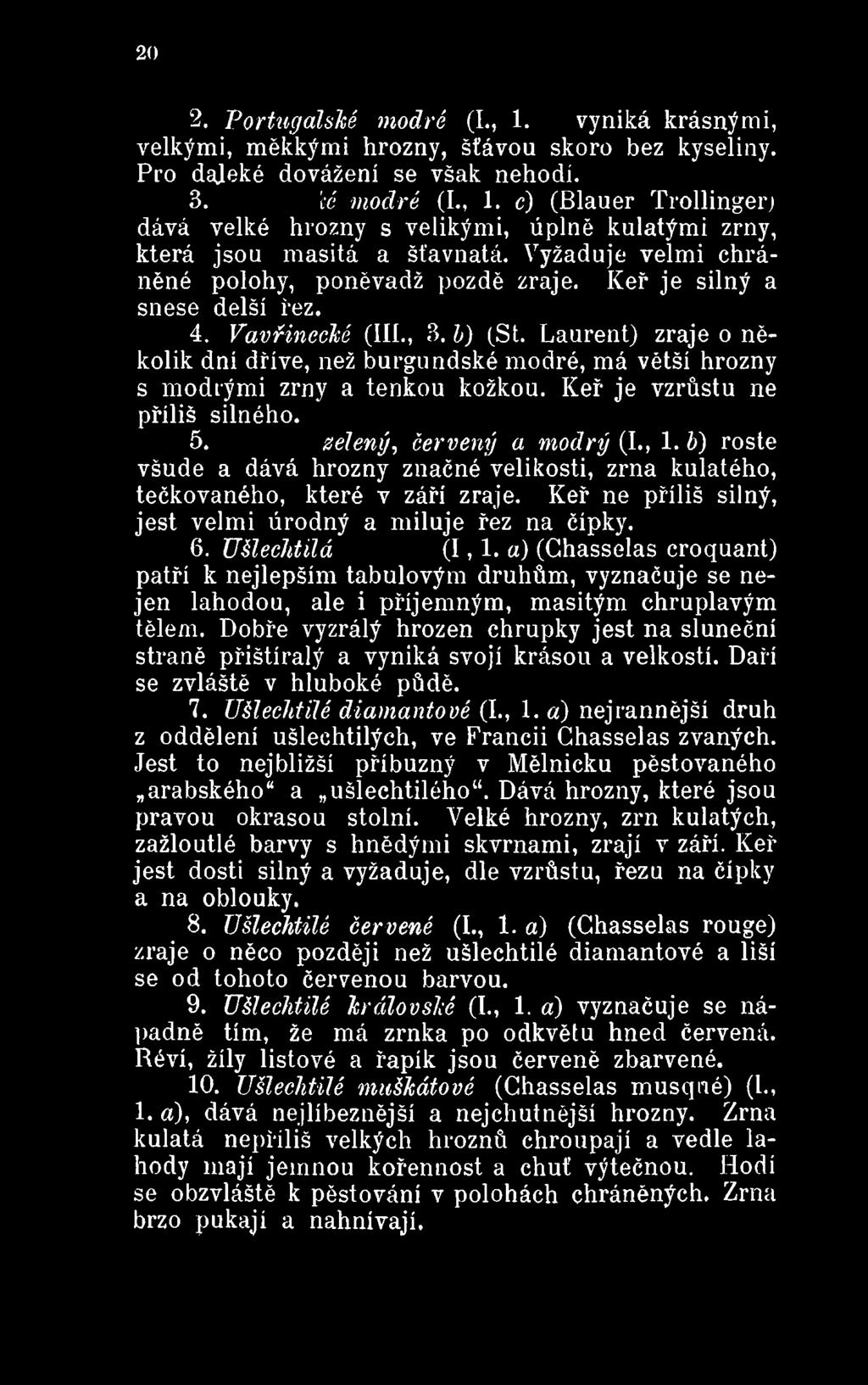 a) (Chasselas patří k nejlepším tabulovým druhům, vyznačuje se nejen lahodou, ale i příjemným, masitým chruplavým tělem.