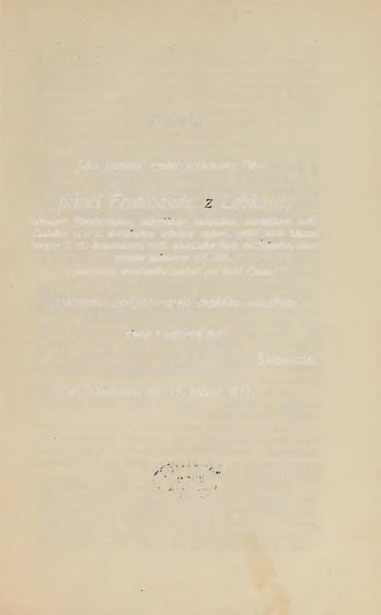 Jeho Jasnosti, vysoce urozenému Pánu, princi Ferdinandu Lobkovic,