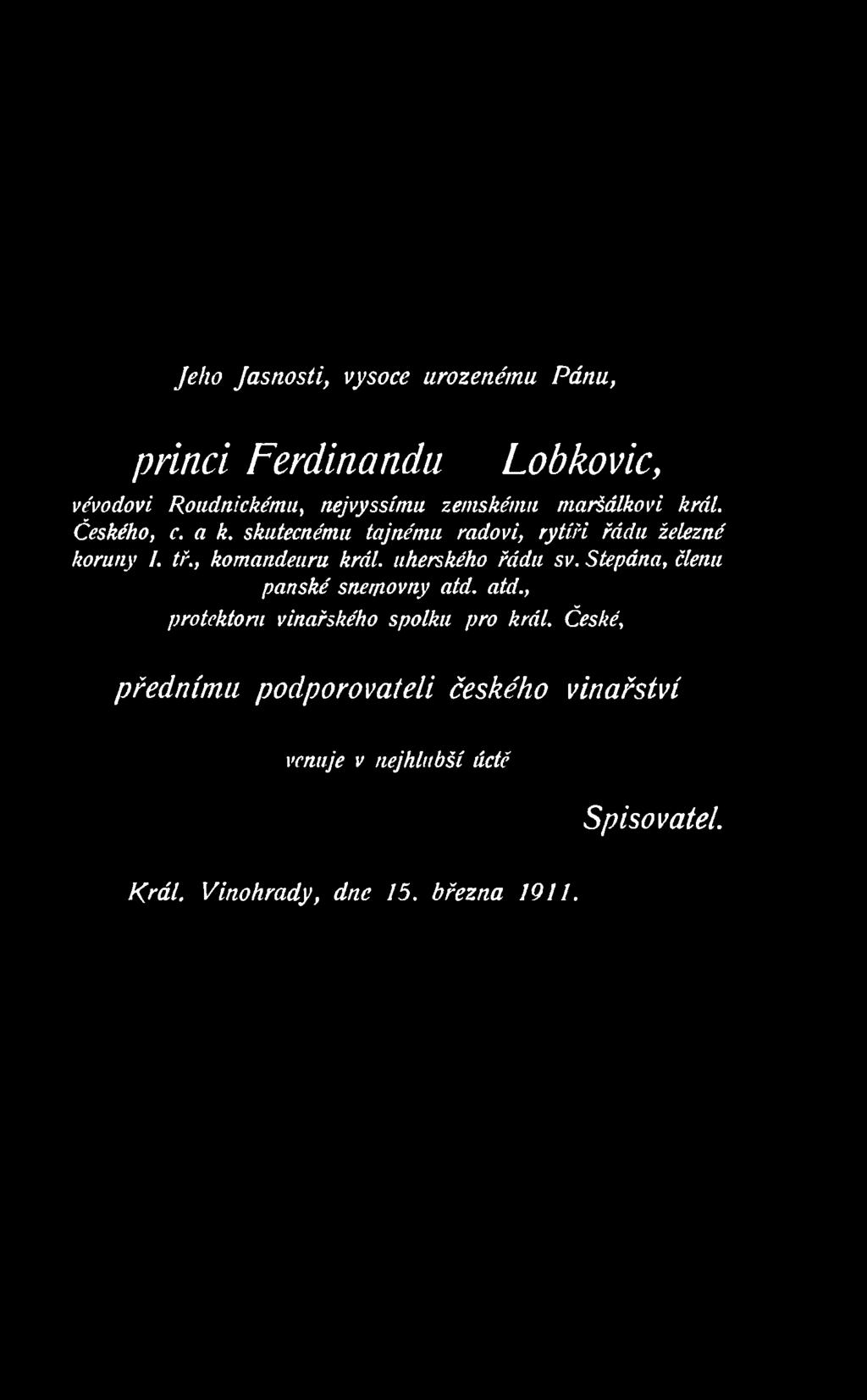Stepána, členu panské sněmovny atd.