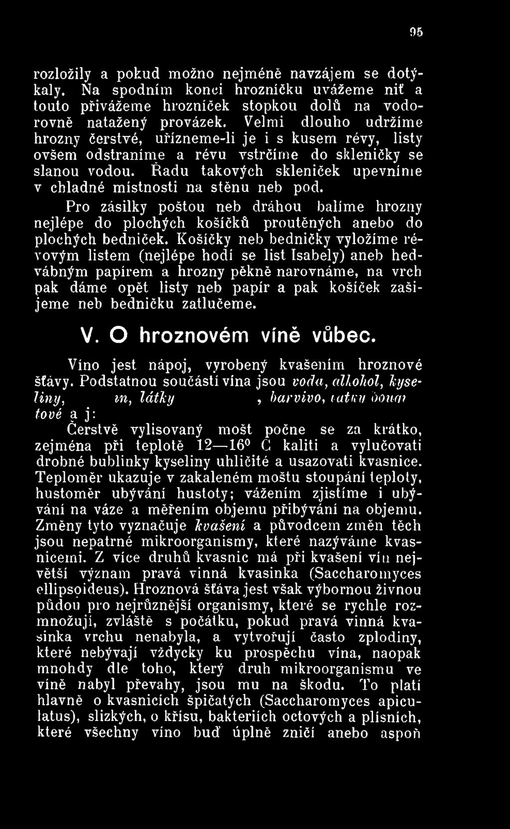 zatlučeme. V. O hroznovém víně vůbec. Víno jest nápoj, vyrobený kvašením hroznové šťávy.