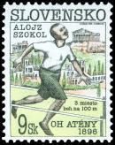 1996, 15. 2. * 100 rokov Olympijských hier - Alojz Szokol * príležitostná známka * N: D. Nágel, R: F.