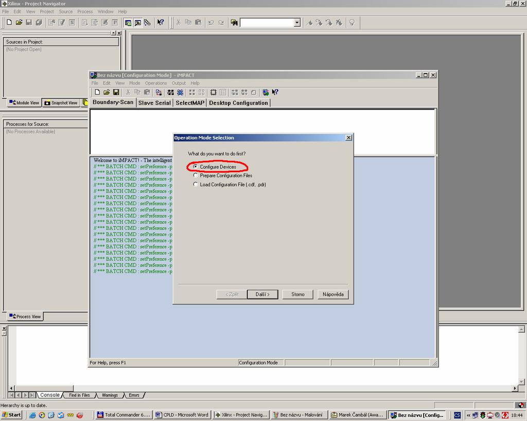 z menu na Generate programming file spustíme závěrečný překlad vybráním Rerun