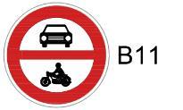 10.2.2 Zákaz vjezdu všech motorových vozidel (B 11) Obrázek 73 Svislé dopravní značení Zákaz vjezdu všech motorových vozidel Dopravní značka Zákaz vjezdu všech motorových vozidel (B 11) se užívá v