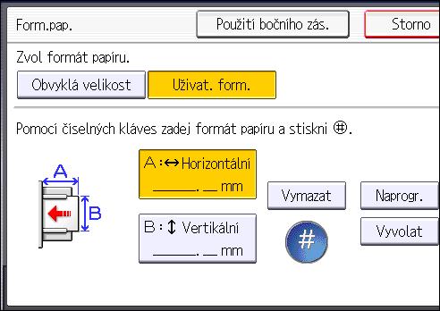 3. Kopírování Kopírování na obálky Tato kapitola popisuje kopírování na obálky běžného i uživatelského formátu. Originál položte na expoziční sklo a do bočního zásobníku umístěte obálku.