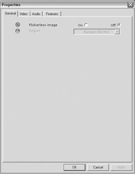 Nastavení webové kamery Vlastnosti videa pro kameru Philips SPC520NC/SPC525NC můžete změnit: - z aplikace, - klepnutím na ikonu VProperty na hlavním panelu systému Windows v pravé spodní části