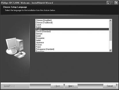 CZ Instalace Instalace softwaru pro webovou kameru Dodaný software funguje pouze v počítačích s operačními systémy Microsoft Windows XP a Vista. Poznámky!