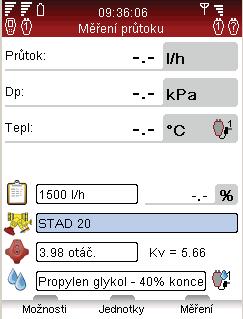 Rychlé měření Rychlé měření Rychlé měření Vysvětlení funkce Rychlé měření použijte pro měření průtoku, tlakové diference ( p) a teploty v systémech topení/chlazení používajících jako teplonosnou